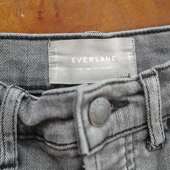EVERLANE Gray High Rise Slim Straight Jeans  Ankle Sustainable Minimalist Denim - Picture 11 of 14